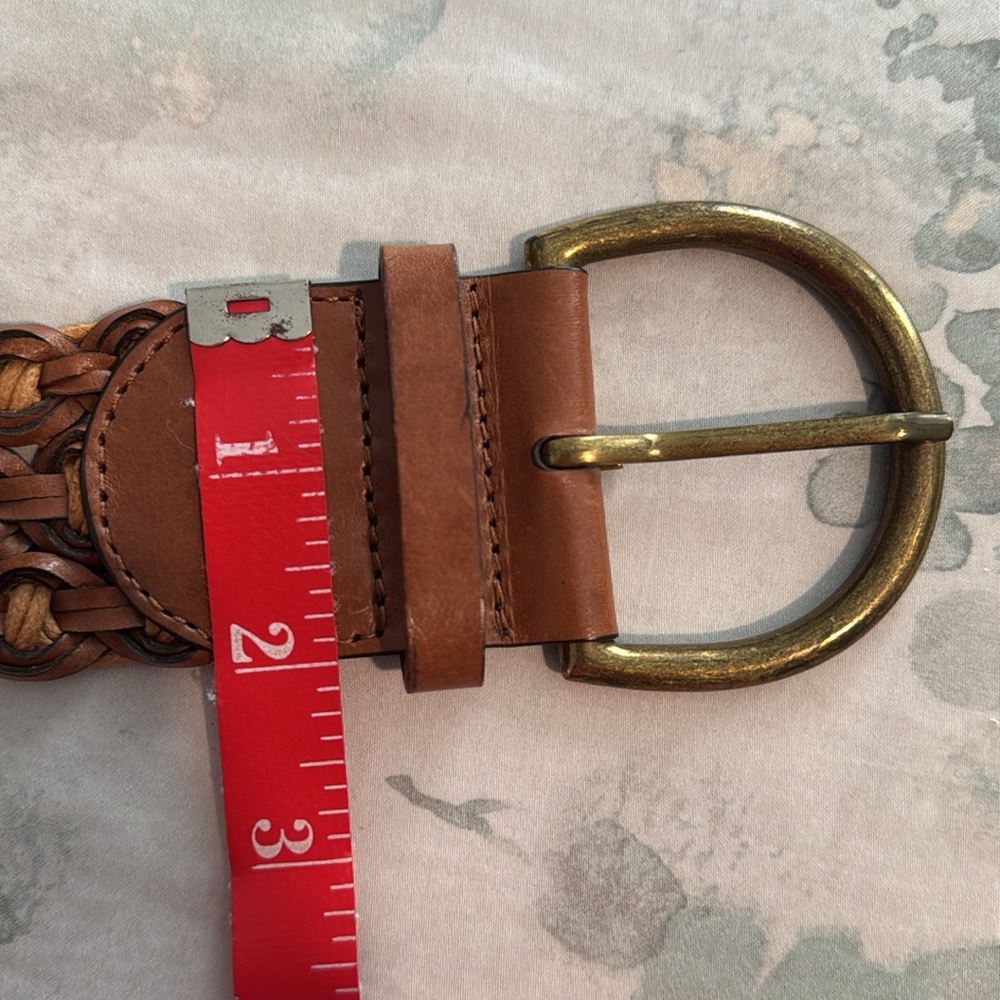 Woven belt, genuine leather, brown, size small - Picture 8 of 9